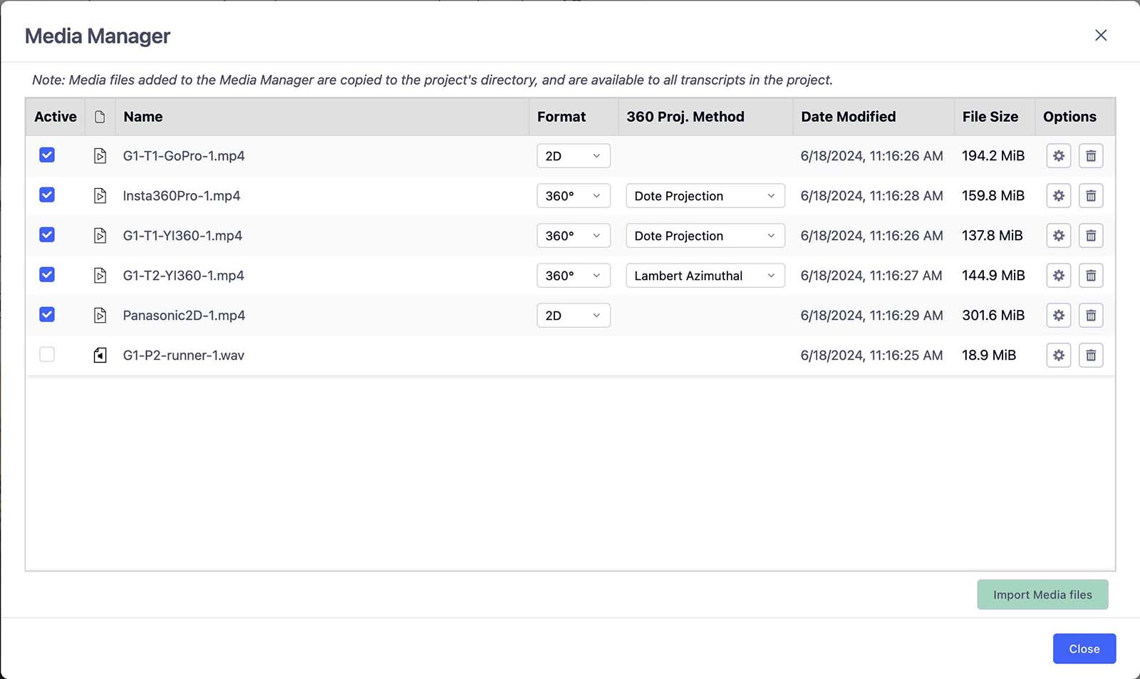 DOTE Media manager user interface